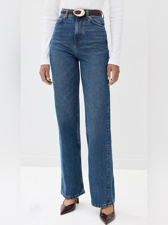 Reformation Denim - Reformation Abby High Rise Straight Leg Jeans Medium Wash Size 33